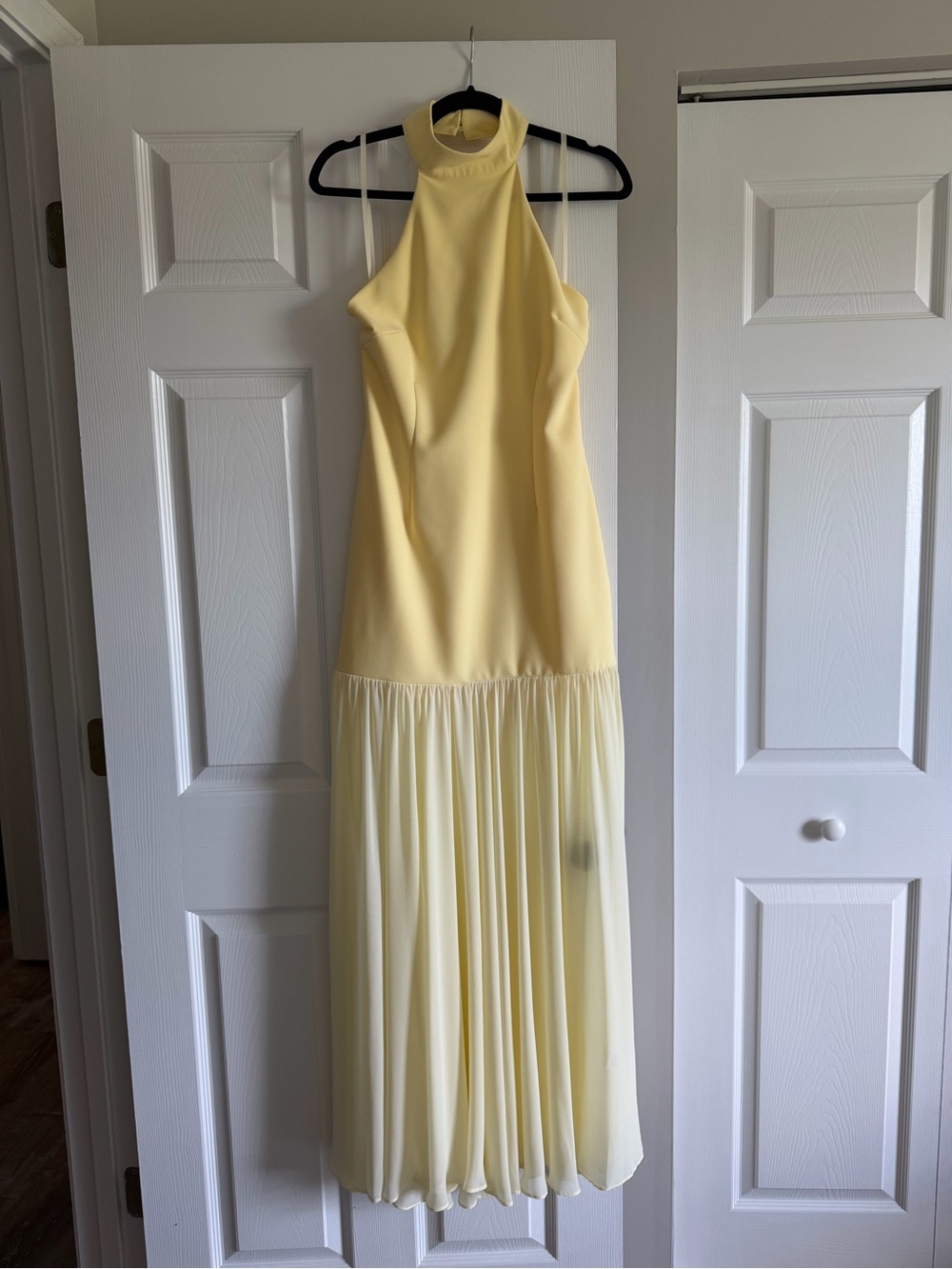Away Pale Yellow Halter Maxi Dress